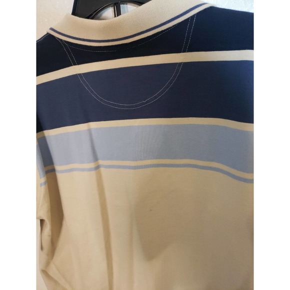 Vintage Anchor Blue Brand Short Sleeve Polo Shirt Mens Large Tan Blue - Picture 8 of 9